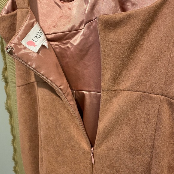 🤡BOGO🤡 L’ATISTE Faux Suede Dusty Rose Strap Dress - Womens M, Excellent - Picture 8 of 10